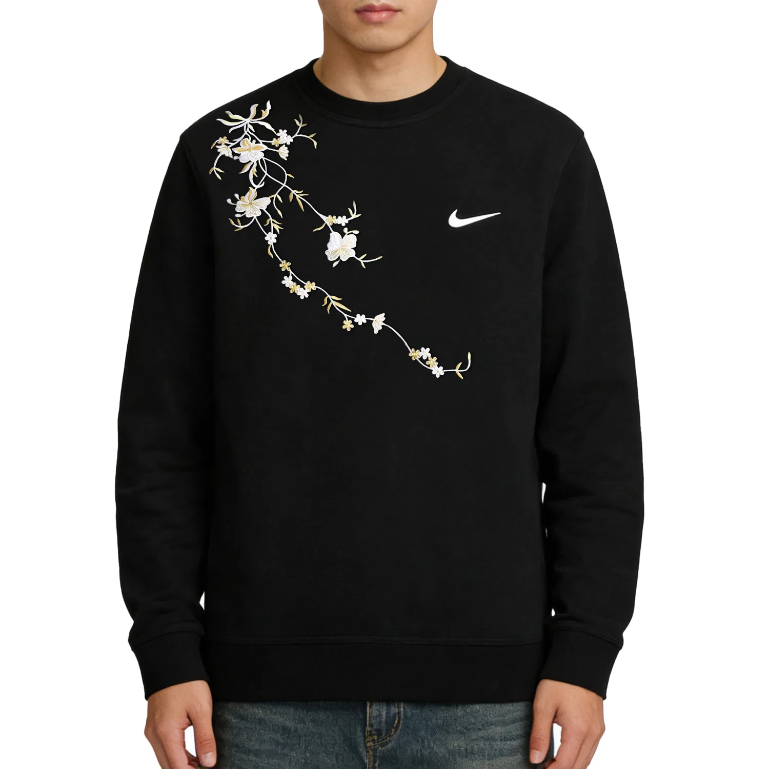 Толстовка мужская Club, черная, круглый вырез, обычная посадка Nike, Black — фото 4