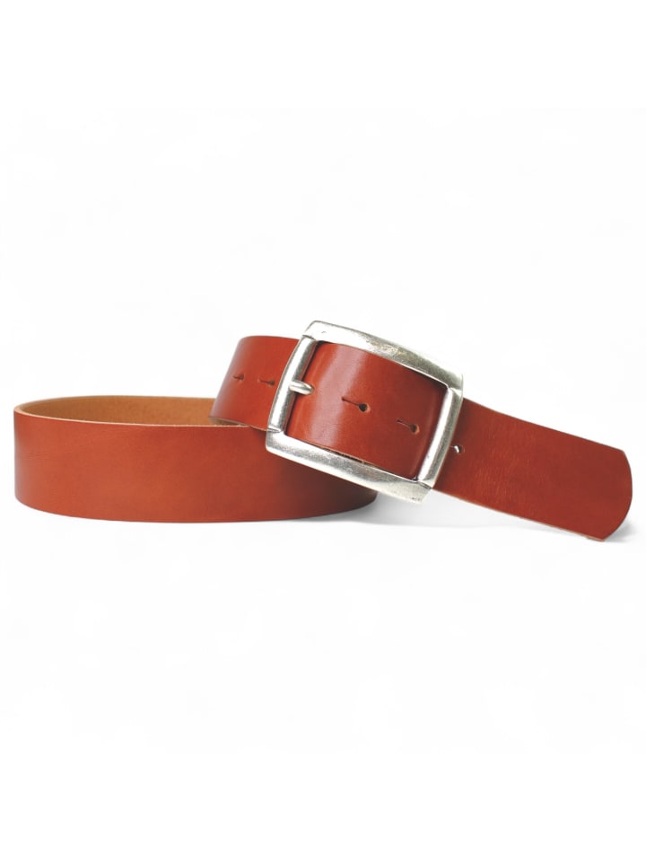 

Мужской кожаный ремень, прямоугольный, коньячного цвета FRONHOFER