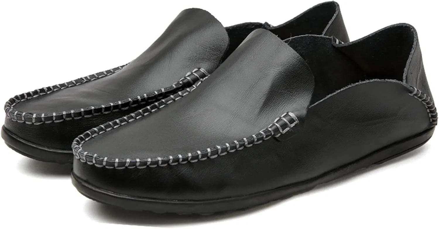Лоферы мужские Leather Comfortable Lightweight Resistant Fashion Slip On, Black — фото 3