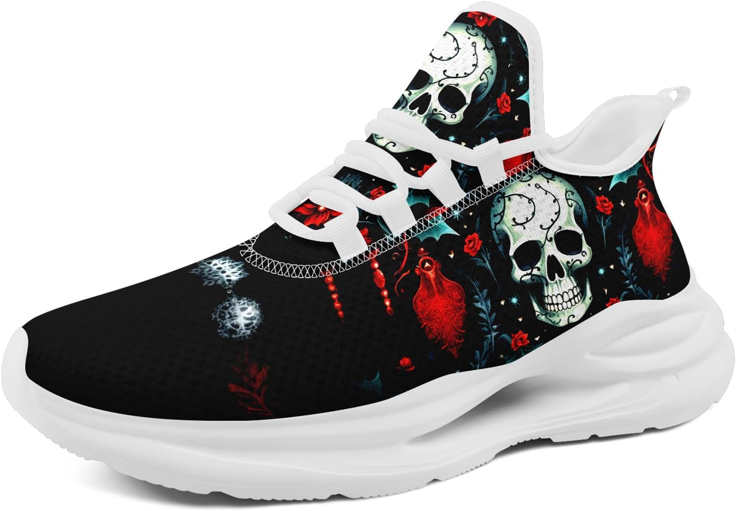 

Мужские беговые кроссовки AWSOLE в готическом стиле, с черепами, легкие, дышащие, модные кроссовки, повседневные спортивные для тренажерного зала и прогулок, белый/черный/красный/синий