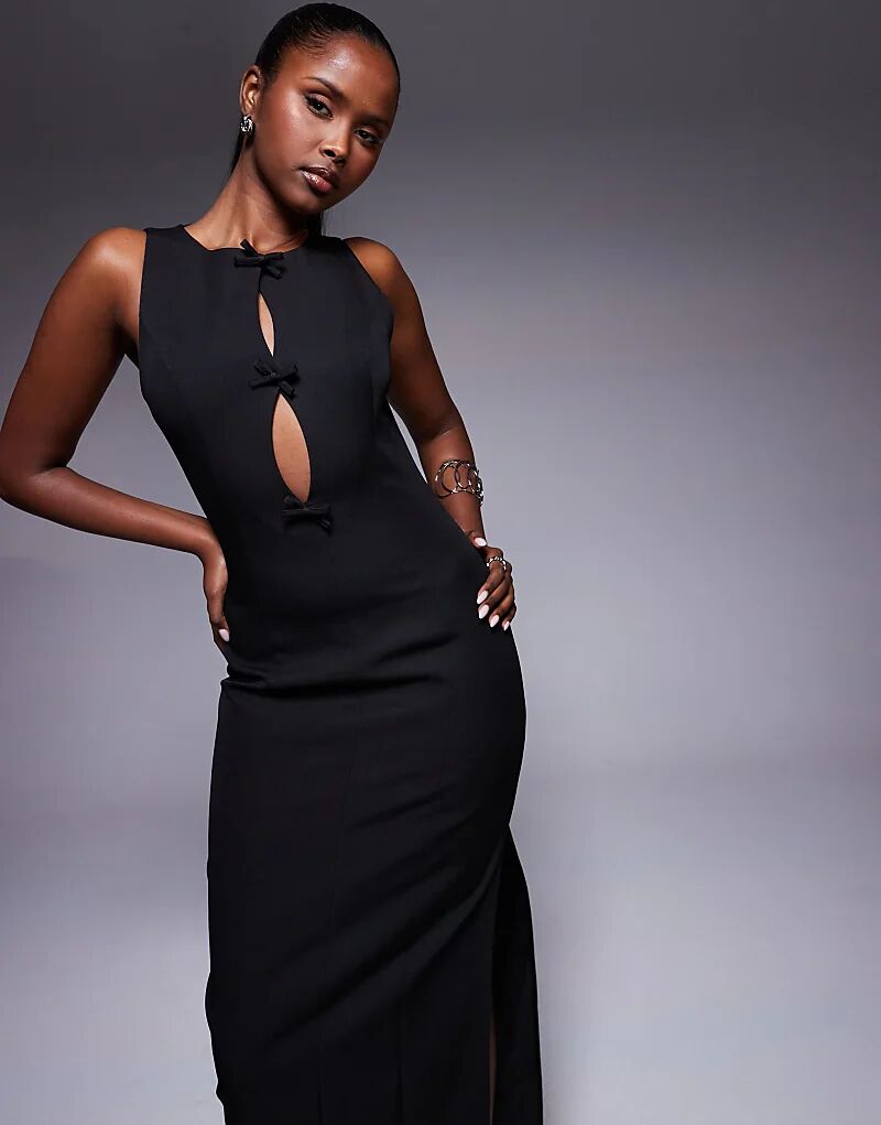 

Эксклюзивное платье макси Kaiia с вырезом и боковыми разрезами черного цвета