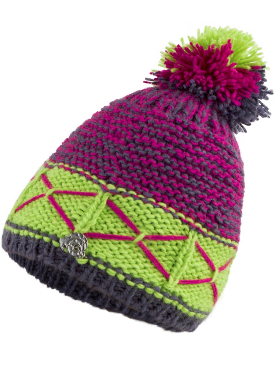 

Шапка Guggen Mountain Mütze K013 Wintermütze mit Bommel und leichtem Fleecefutter, фуксия