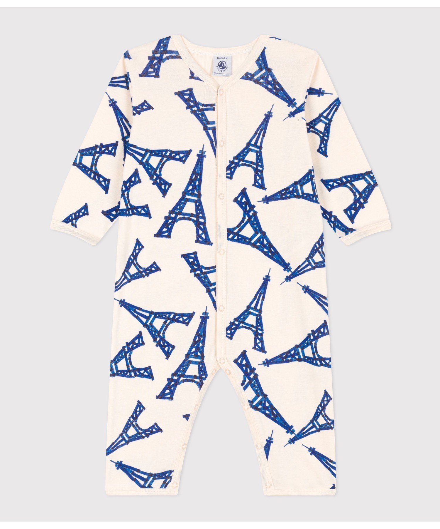Комбинезон без носков с принтом Petit Bateau, Off-white/Print