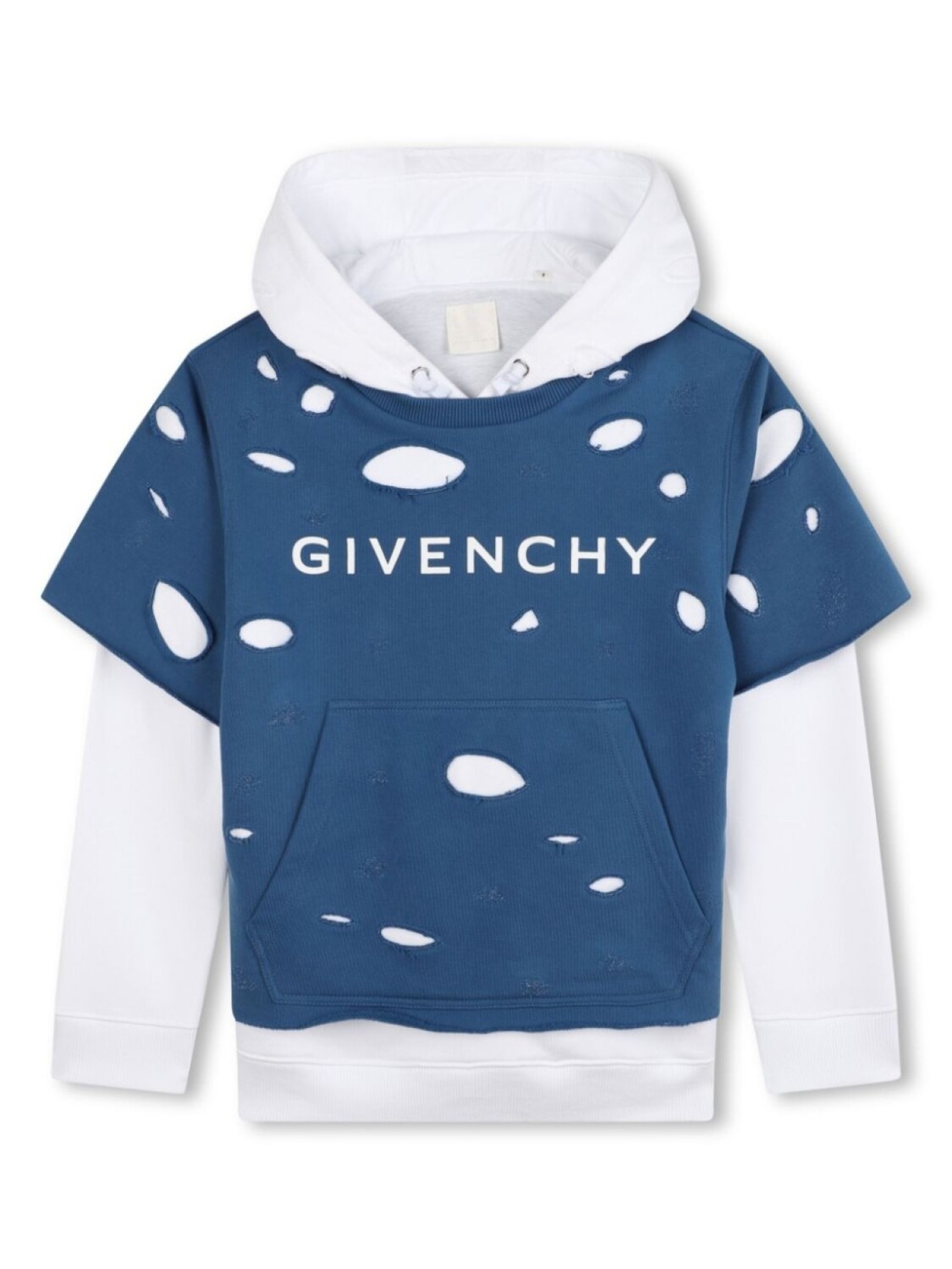 

Givenchy Kids многослойное худи с вырезами, синий