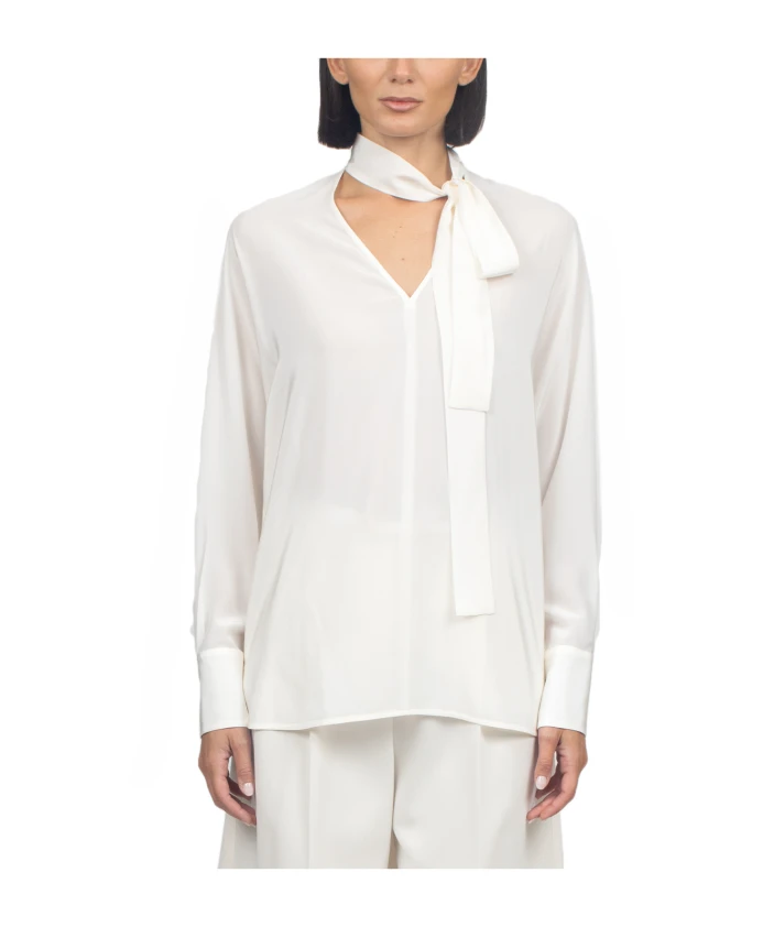 

Шелковая блузка из крепдешина Max Mara Studio, белый