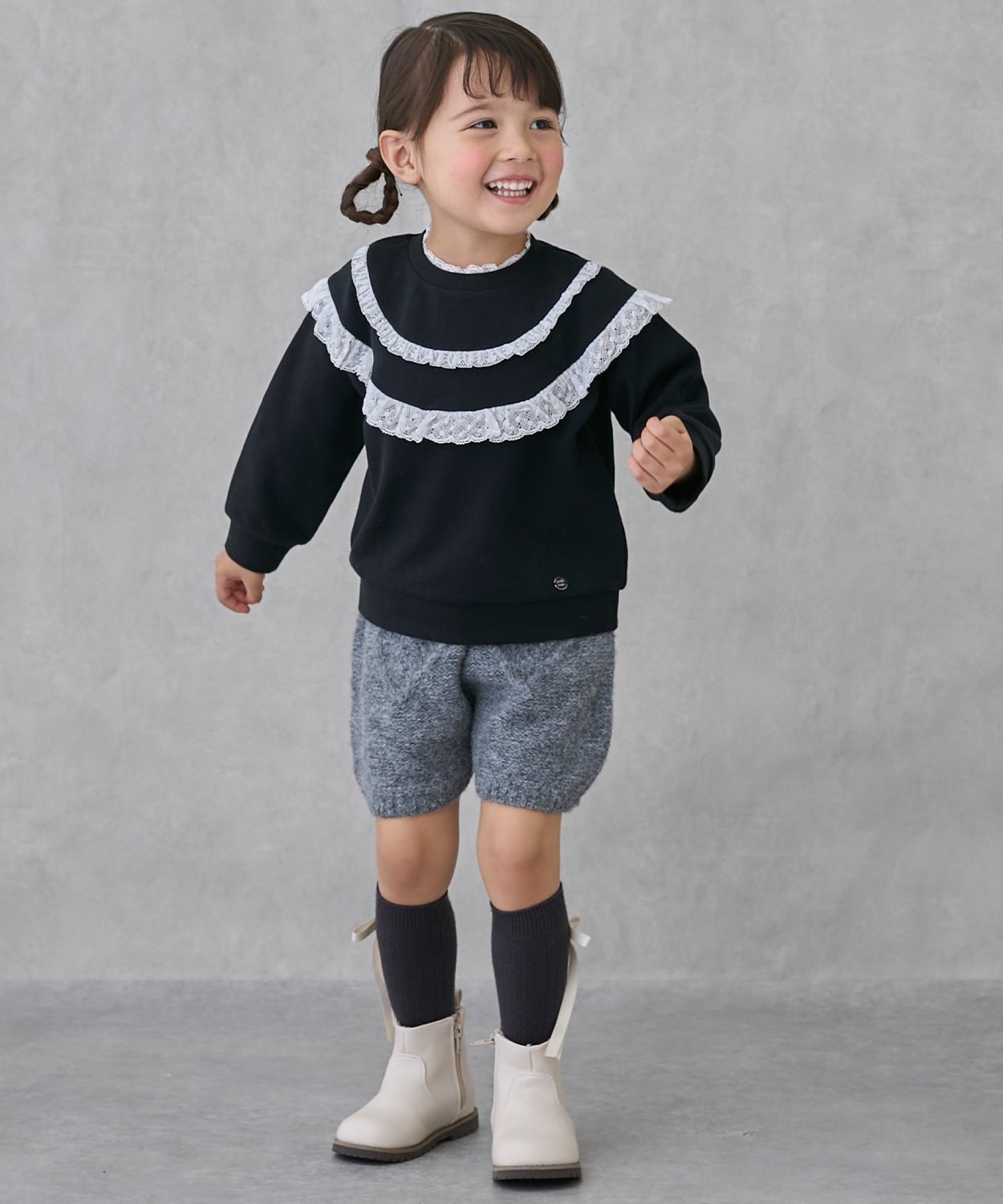 Вязаные шорты с узором «сердечко» (можно сочетать) Petit main, Top Gray — фото 2