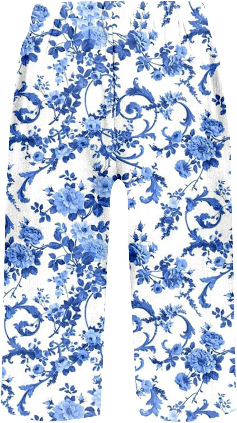 Шорты бермуды женские, хлопок лен, широкие, высокая талия, Oi366-light Blue — фото 3