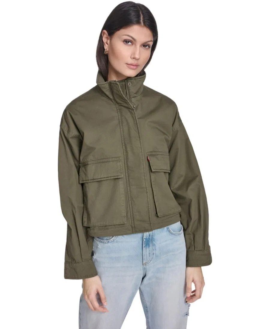 Женская укороченная куртка из армейской одежды Levi's, Olive — фото 2