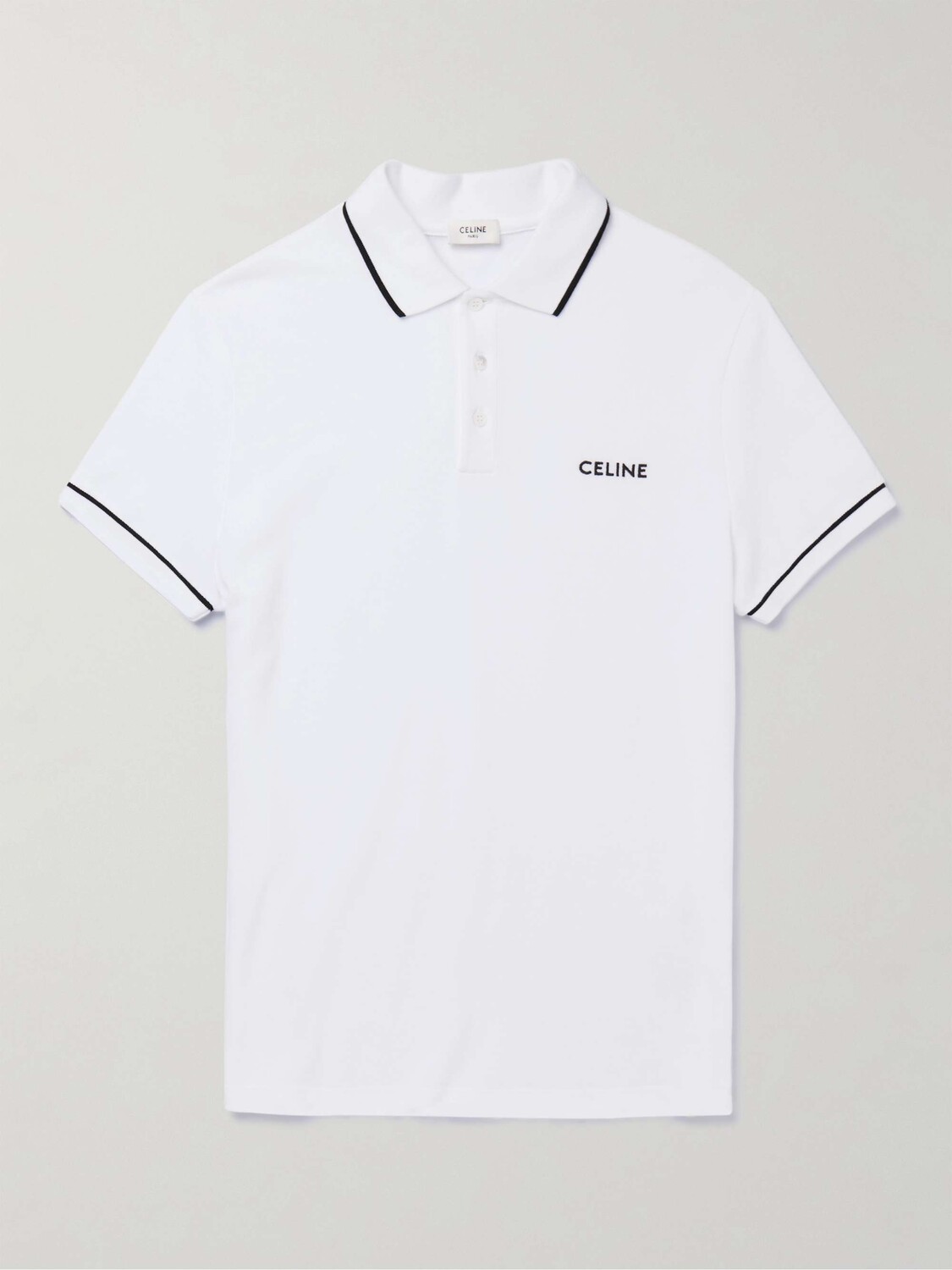 

Рубашка поло из хлопка-пике с вышитым логотипом Celine Homme, белый