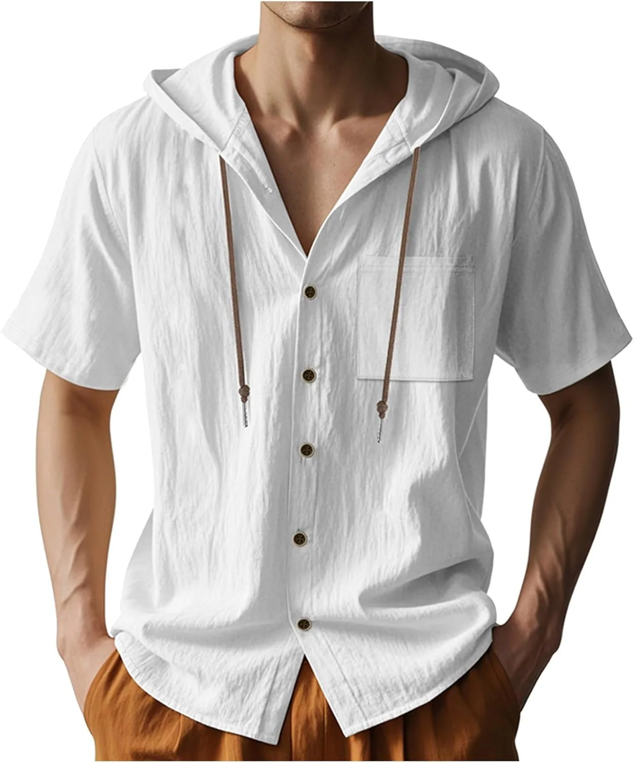 

Льняная рубашка для мужчин Casual Button Down с длинным рукавом