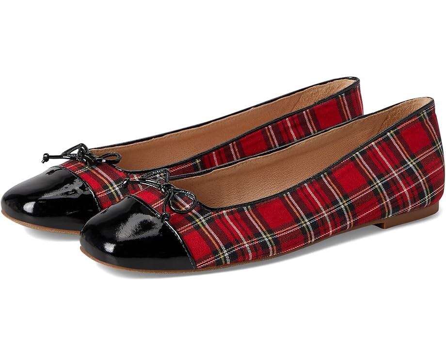 

Туфли на плоской подошве Jack Rogers Kenlyn Cap Toe Ballet - Plaid/Patent, цвет Red Plaid/Black