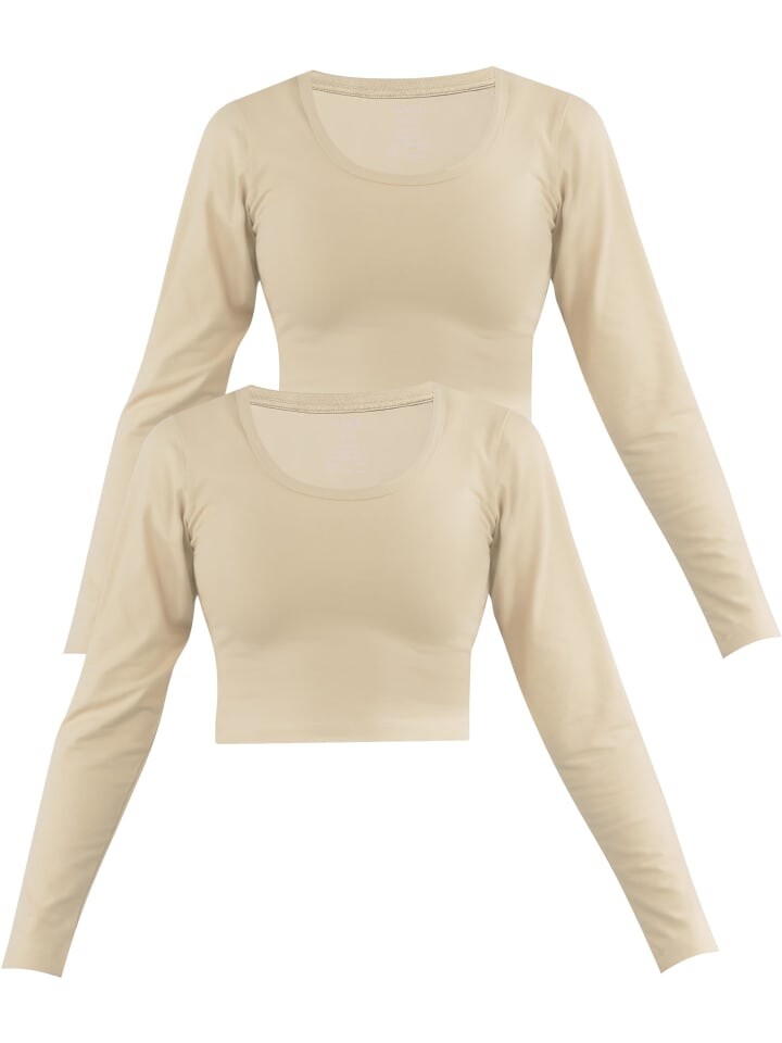 

Лонгслив Janice 2 x Damen crop Langarmshirt Nerja, бежевый