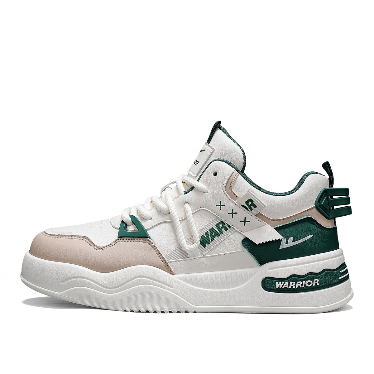 

Puffy Shoes устойчивые к истиранию, легкие и дышащие мид-топ скейтборд кроссовки мужские WARRIOR, бежевый зеленый