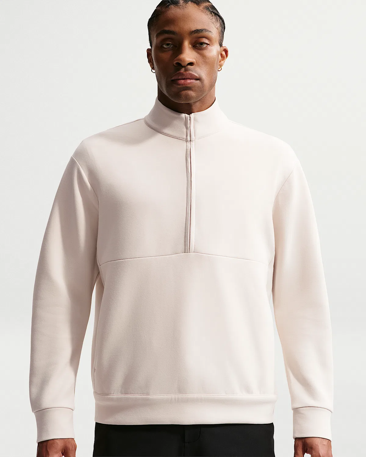 Мужская футболка с половинной молнией Nike 24.7 ImpossiblySoft Dri-FIT, Light Orewood Brown/Sail/Light Iron Ore