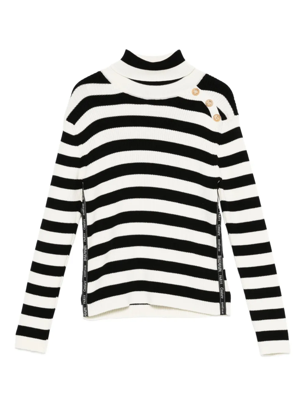 

Полосатый свитер с высоким воротом Balmain Kids, нейтральный