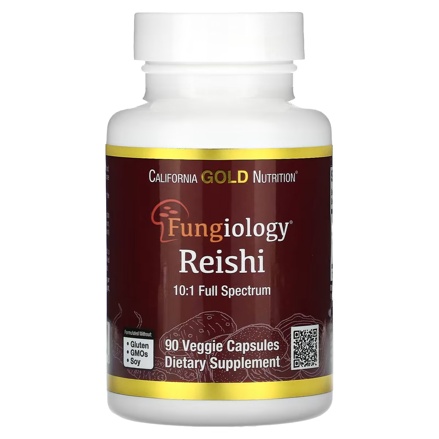 

California Gold Nutrition Рейши (Ganoderma lucidum) Сертифицированные органические продукты полного спектра, 90 растительных капсул