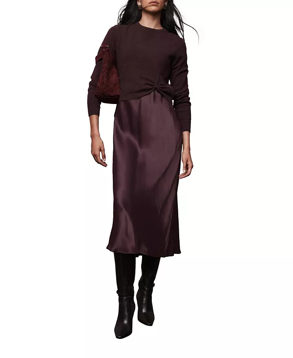 

Женское платье-комбинация из многослойного свитера Mint Velvet, красный