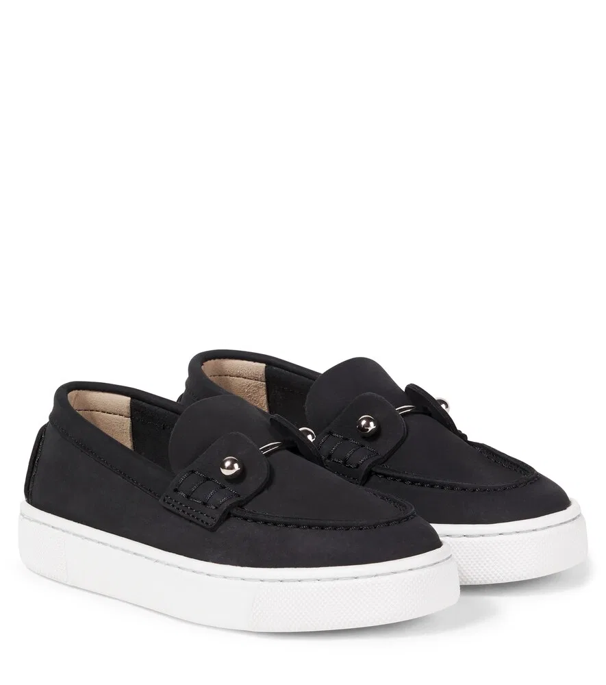Замшевые лоферы Chambelikid Christian Louboutin Kids, черный