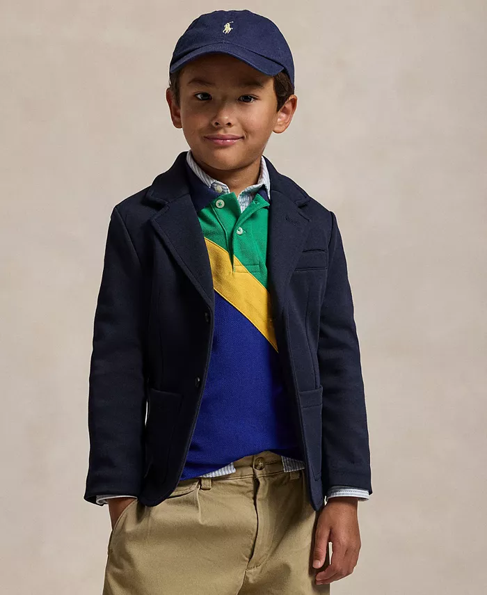 Детская и мальчиковая рубашка-куртка из двойного трикотажа Polo Ralph Lauren, синий — фото 2