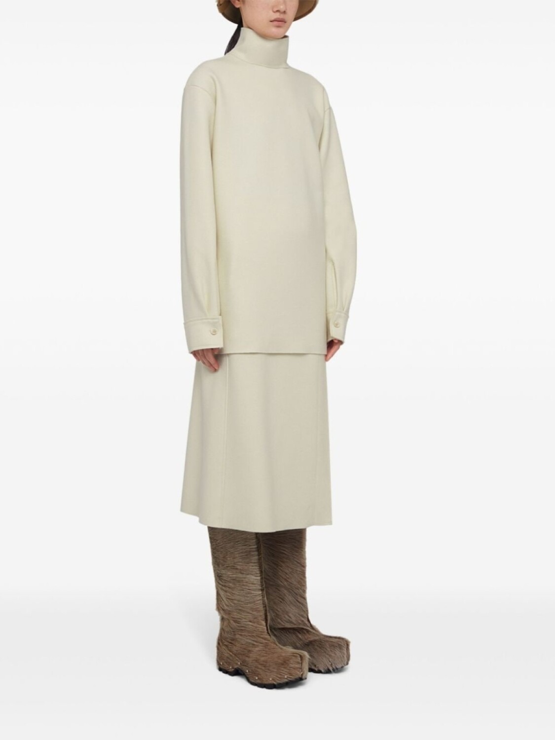 Jil Sander шерстяной топ с высоким воротником, белый — фото 3