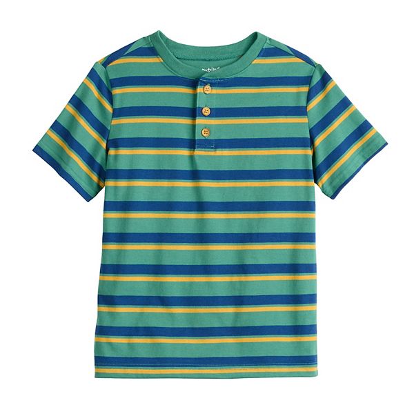 

Футболка с коротким рукавом в полоску Henley для мальчиков 4-12 лет Jumping Beans, Henley Stripe Green