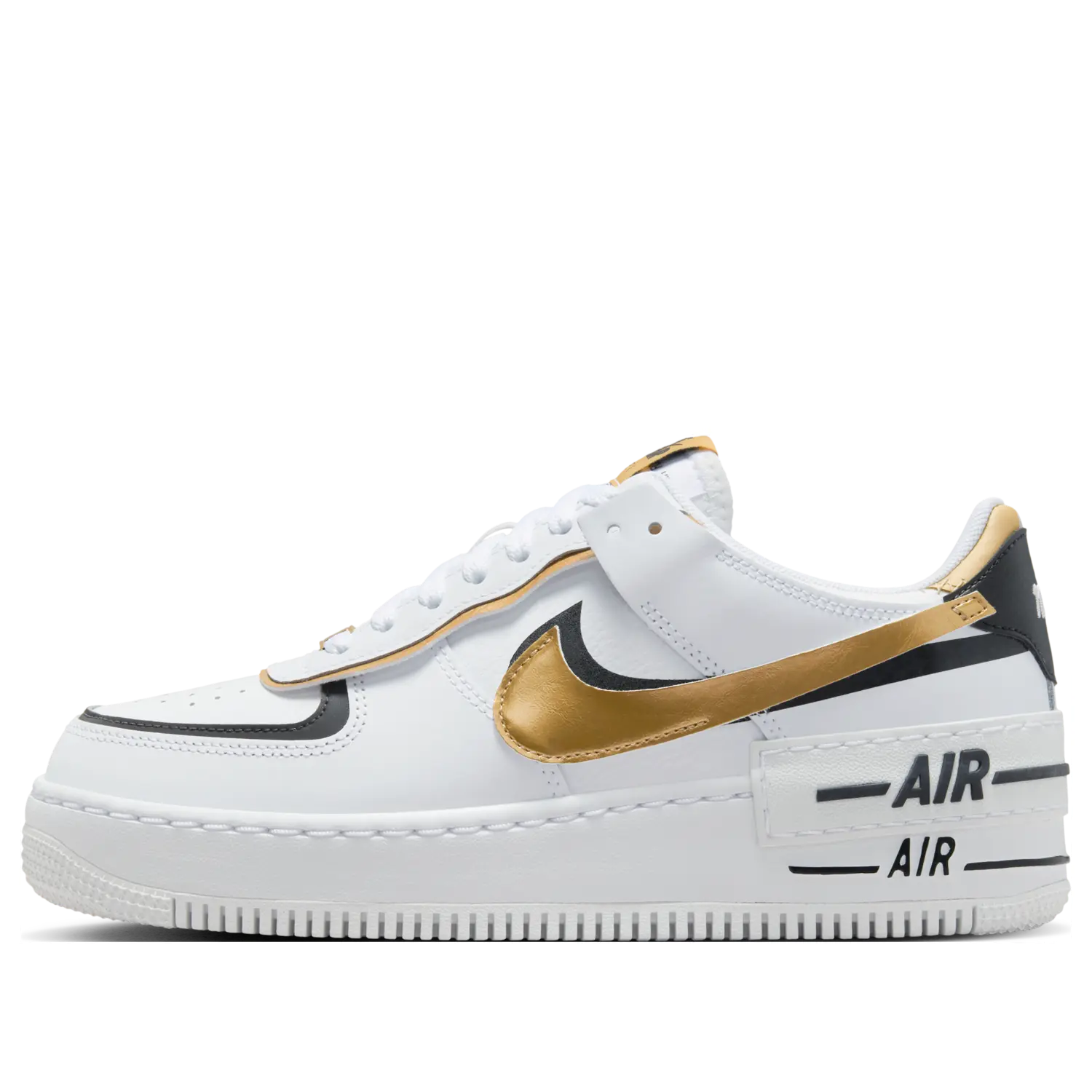 Кроссовки (WMNS) Nike Air Force 1 Shadow 'White Black Metallic Gold'