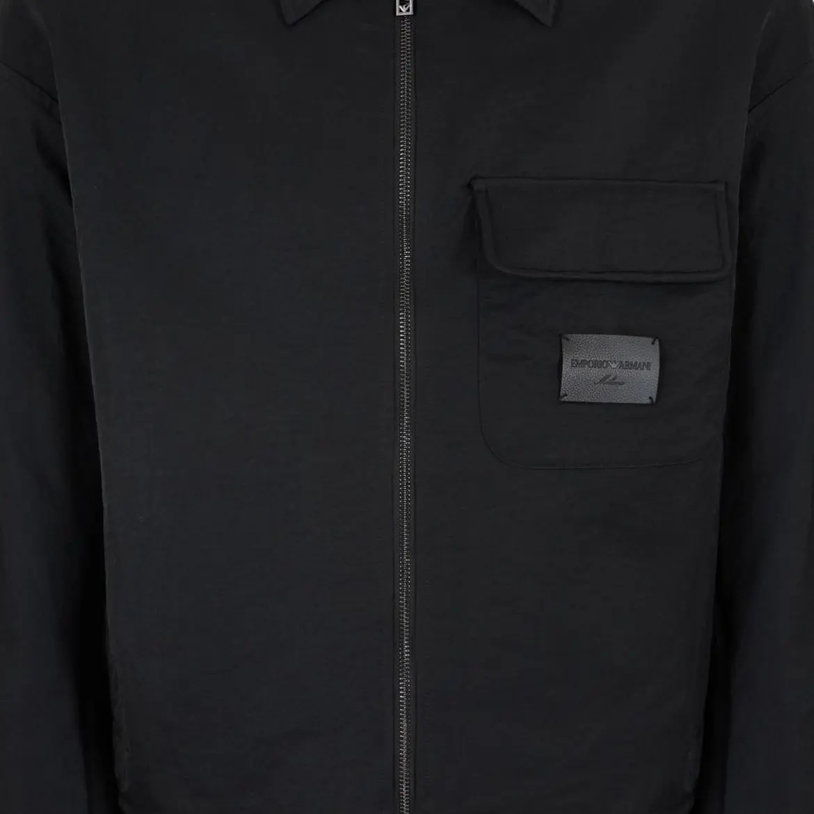 EMPORIO ARMANI Кринкл нейлоновая блузон с молнией, Black — фото 4