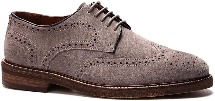 

Мужские классические туфли A. Veer Cambridge Wingtip из замши с шнуровкой, Удобные оксфорды с амортизирующей стелькой, Подошва из EVA и Tunit для прочности, Taupe Suede