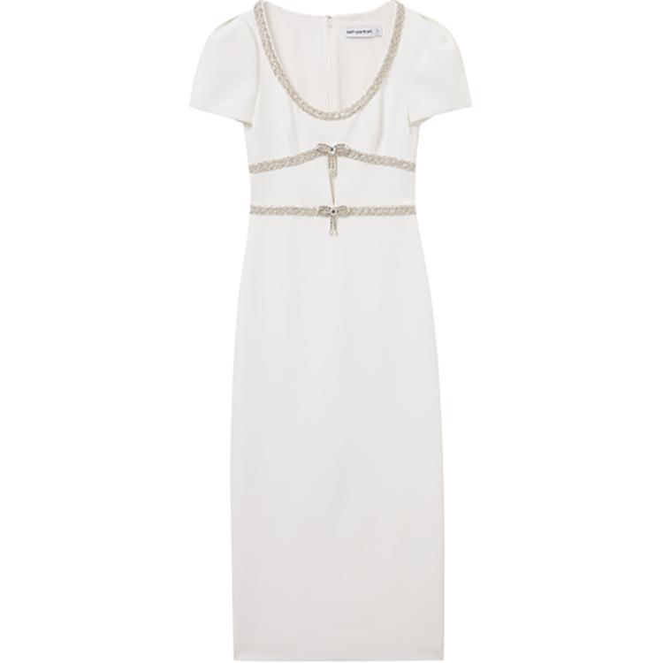 

Self-portrait Женское платье с коротким рукавом Self Portrait чисто-белое