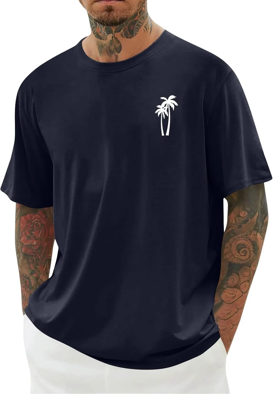 

Мужская гавайская футболка Casual с коротким рукавом, Big & Tall, лето 2025, принт с пальмами