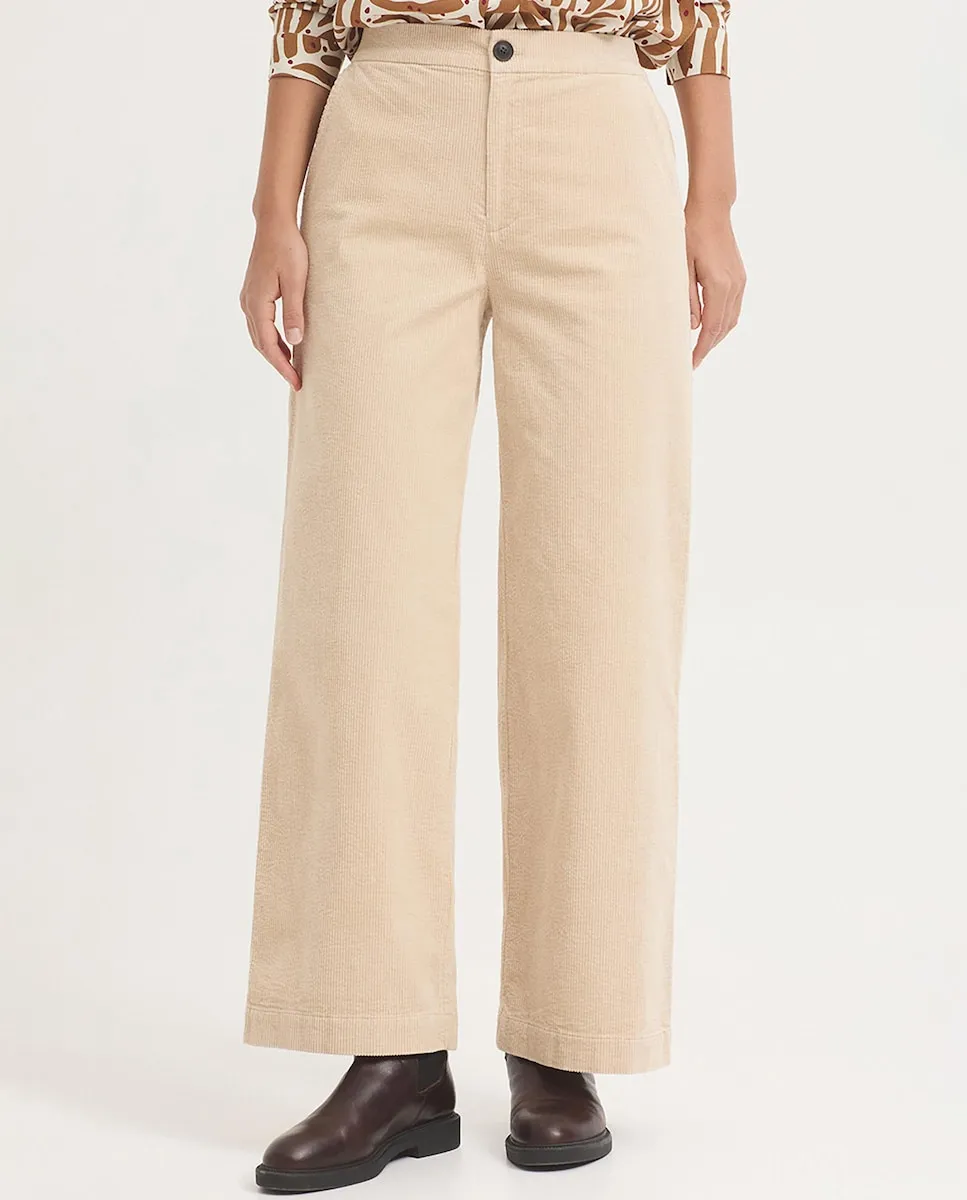 

Женские прямые брюки средней посадки с эластичным поясом Nice Things, светло-бежевый