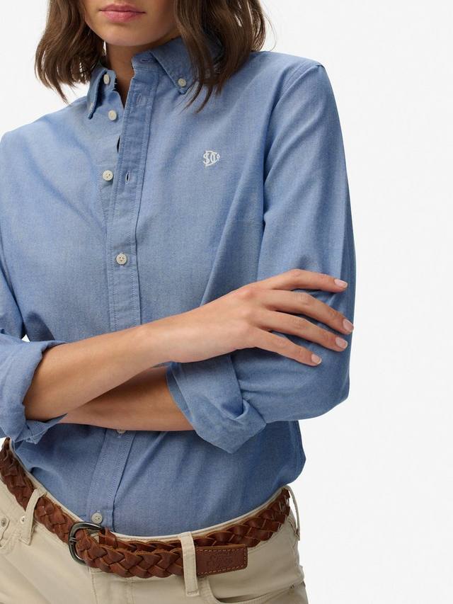 Стройная оксфордская рубашка с длинными рукавами на пуговицах Superdry, Blue Chambray Oxford — фото 4