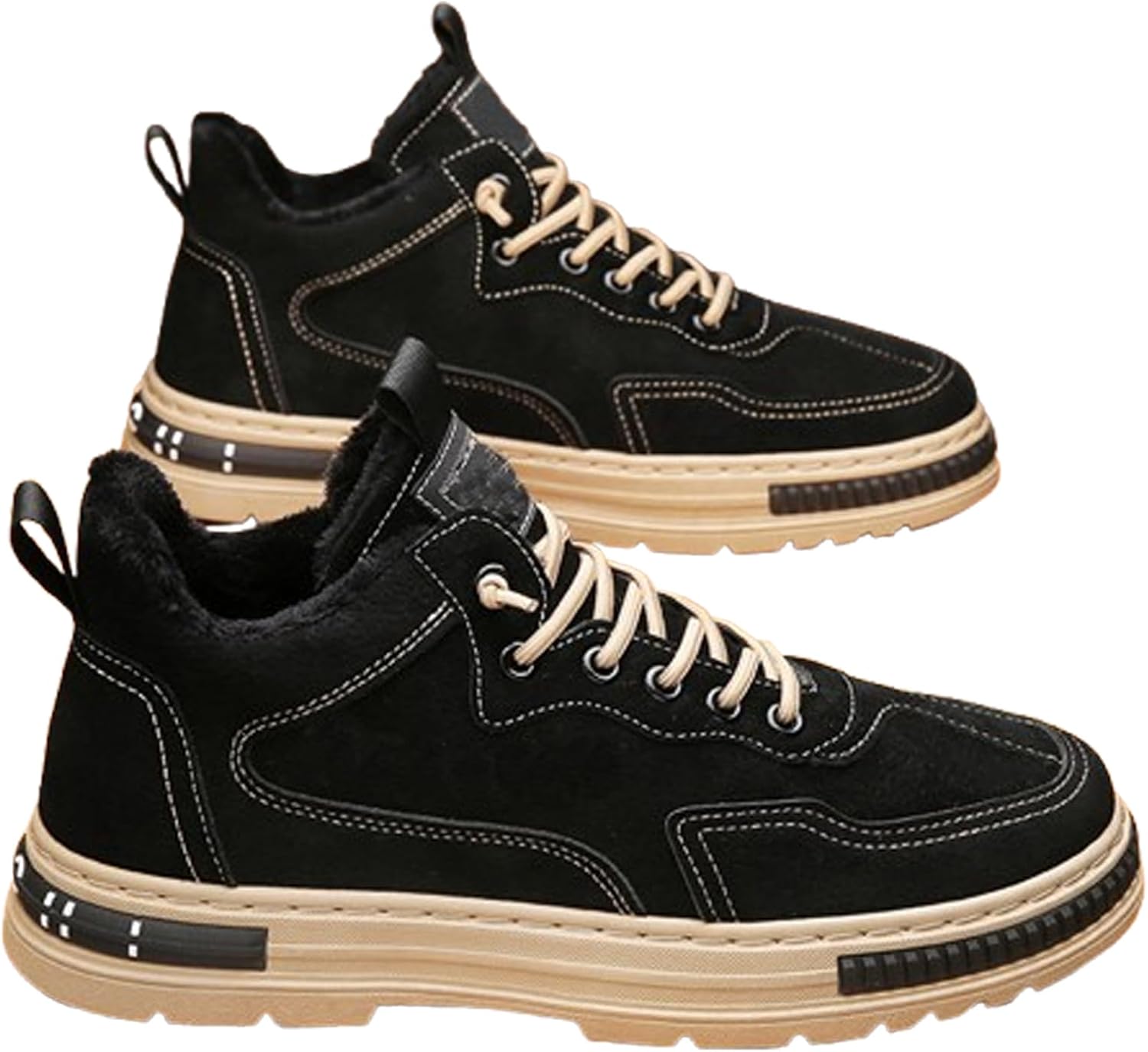 

Мужские зимние ботинки, теплые с флисовой подкладкой, противоскользящие для улицы Generic, черный