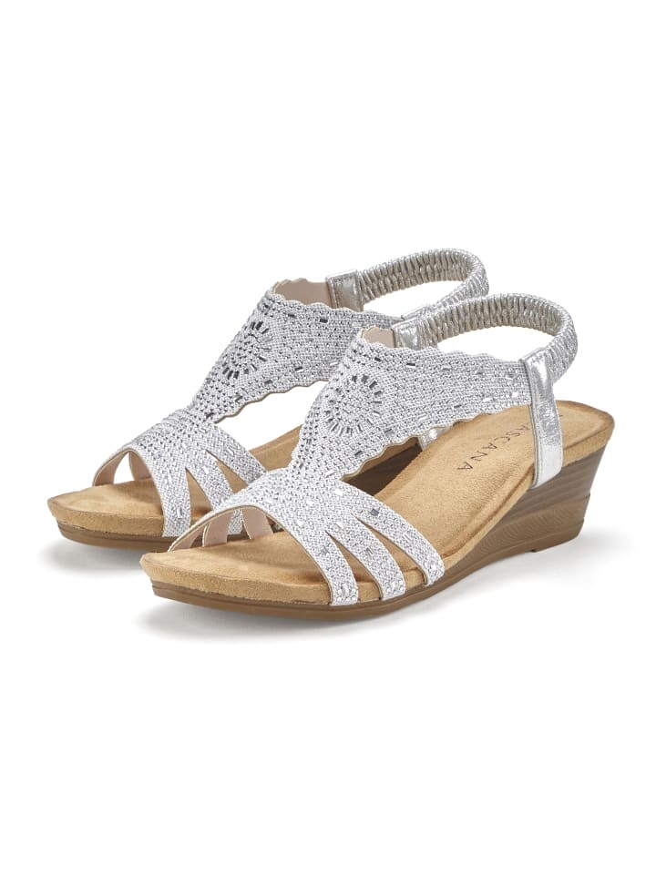 Сандалии на плоской подошве LASCANA Sandalette, цвет silberfarben
