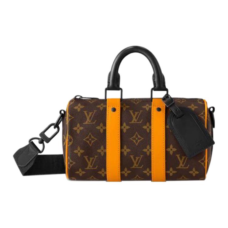 

LOUIS VUITTON Сумка кроссбоди Keepall из кожи и текстиля женская коричнево-оранжевая