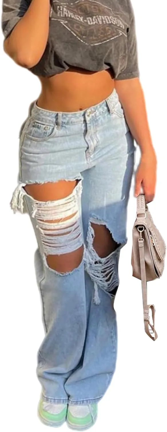 

Женские джинсы Boyfriends Baggy Straight Leg Low Rise Vintage с клапанным карманом ZYULACKY