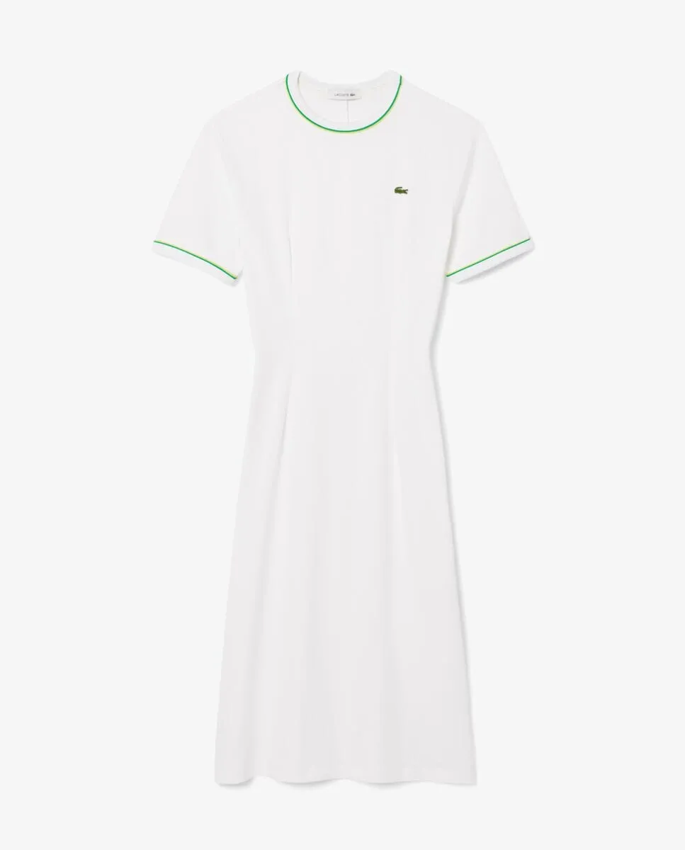 

Джерси-платье с декоративной отделкой и короткими рукавами Lacoste, белый