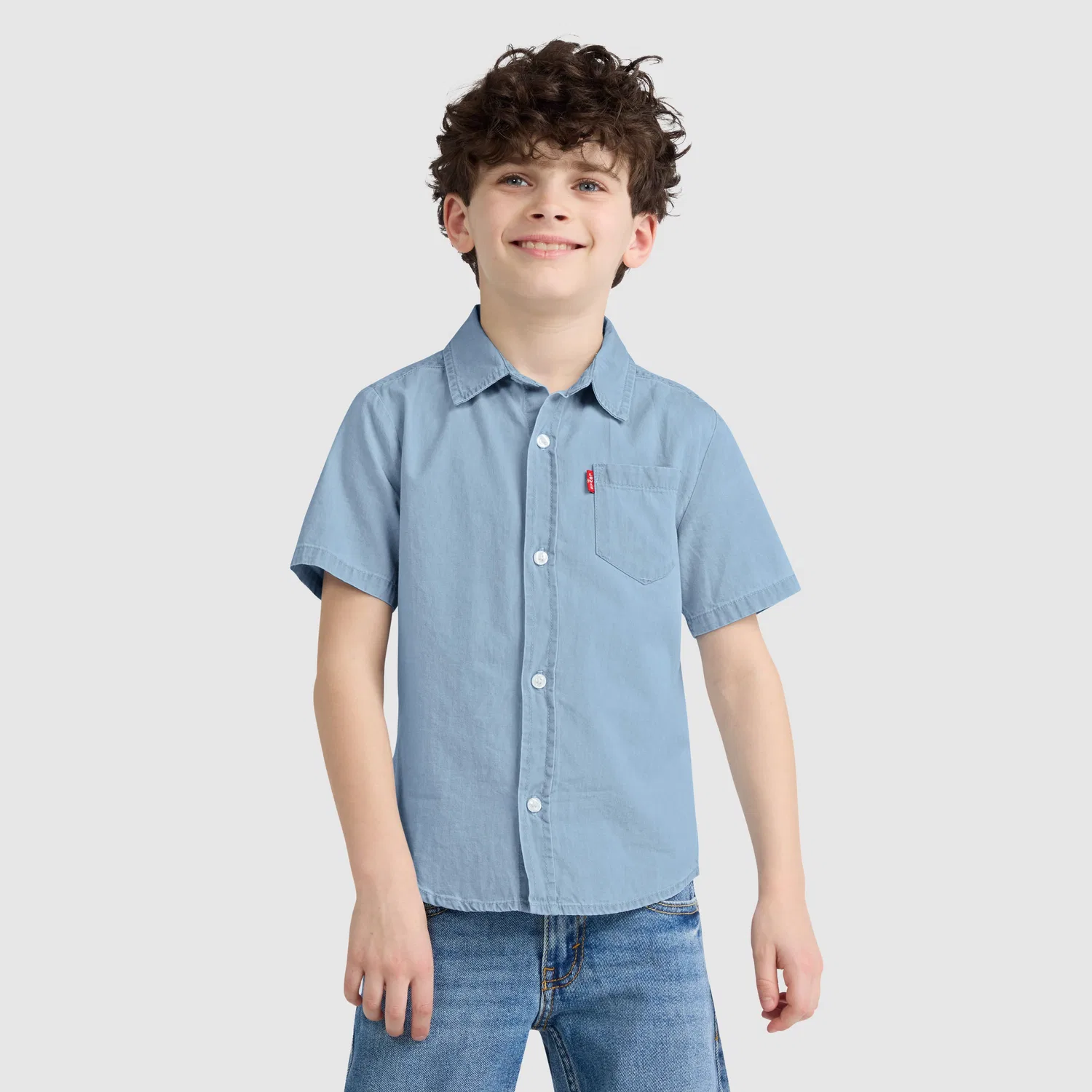 Тканая рубашка с коротким рукавом для мальчиков 4-7 лет Levi's, Light Wash — фото 2