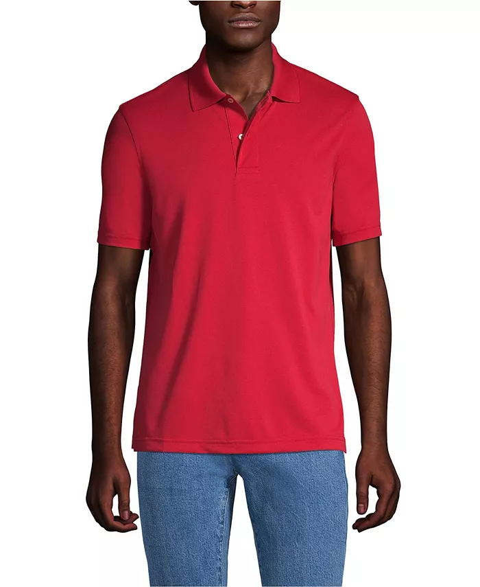 

Мужская короткорукавная поло из полиэстера Lands' End, красный