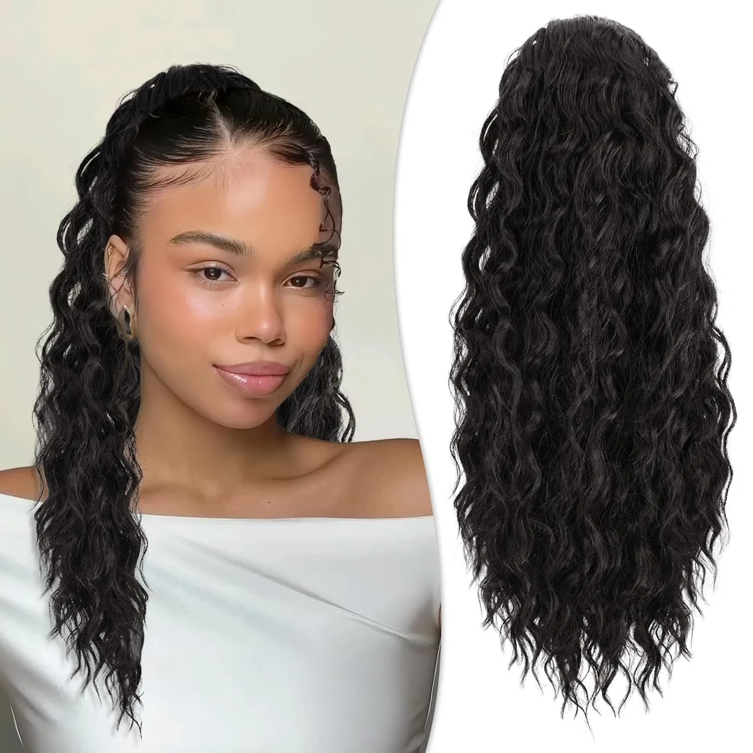 Накладной хвост на заколке «Curly Ponytail» от RUWISS Ruwiss, Black Brown