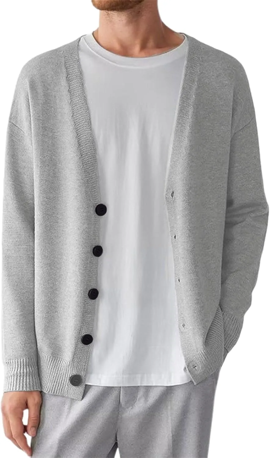 

Мужской кардиган с пуговицами, легкий, V-образный вырез hmbudp