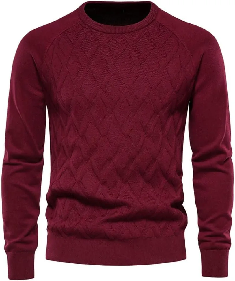 

Мужской однотонный свитер с узором аргайл, о-шейк, с длинными рукавами, вязаный пуловер для зимы