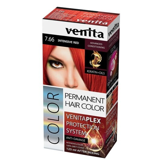 

Краска для волос с системой защиты цвета 7.66 Интенсивный Красный Venita, Plex Protection System Permanent Hair Color