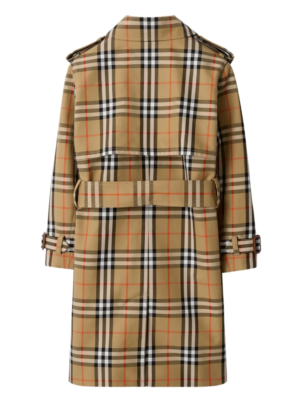 Двубортный тренч в клетку BURBERRY KIDS, бежевый — фото 2