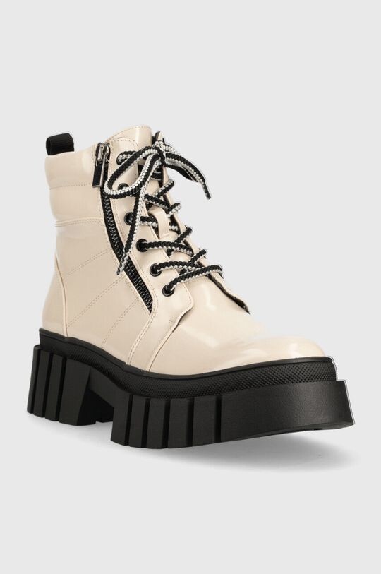 Женские ботинки Steve Madden лакированные на шнуровке, бежевый — фото 2