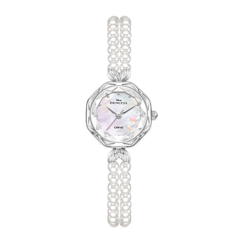 

Часы Princess Mermaid Ocean's Heart с кварцевым механизмом, ремешок из сплава, женские часы, циферблат цвета перламутра Disney