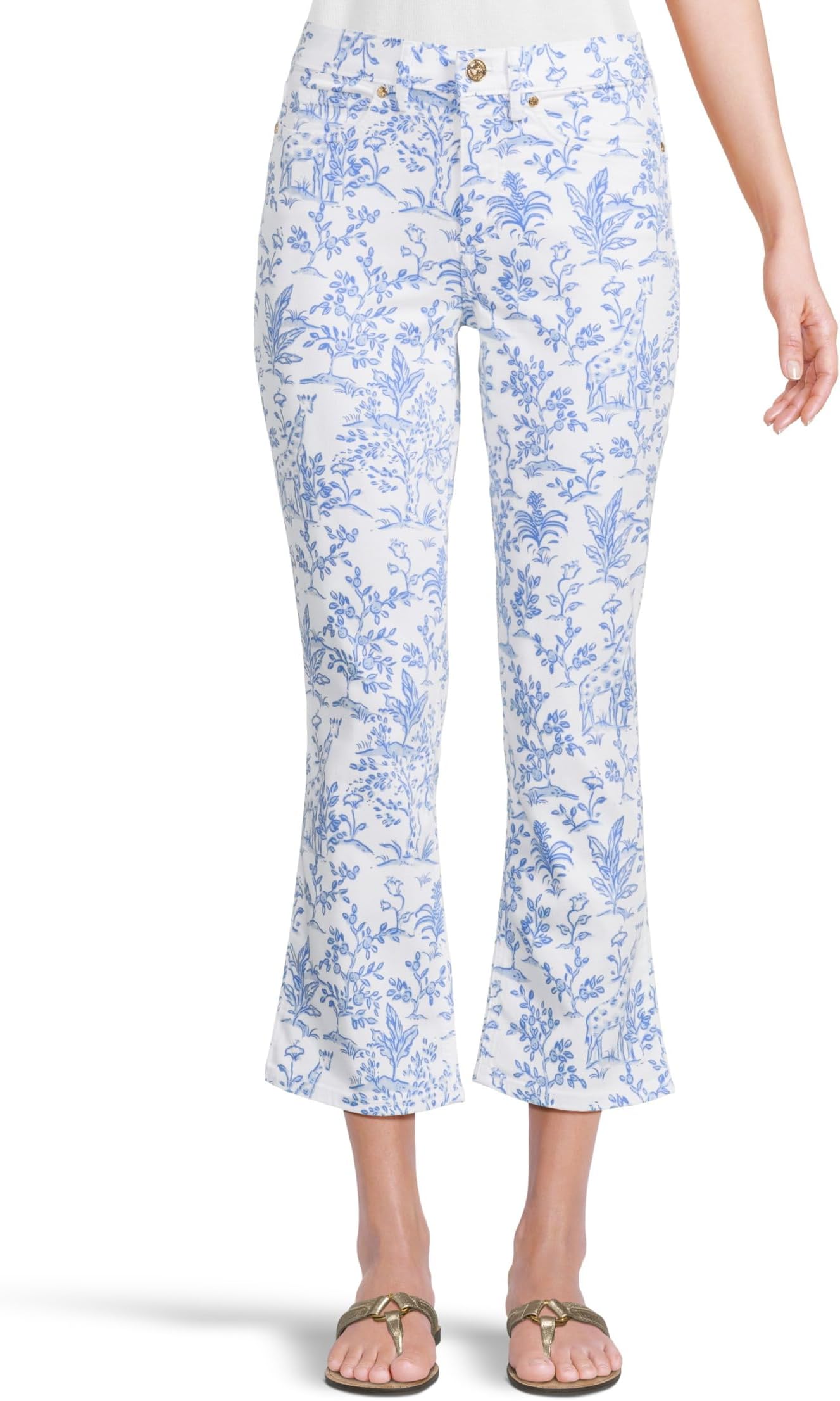 

Брюки Lilly Pulitzer Annet High-Rise Crop Flare, Resort White Tall Tales
