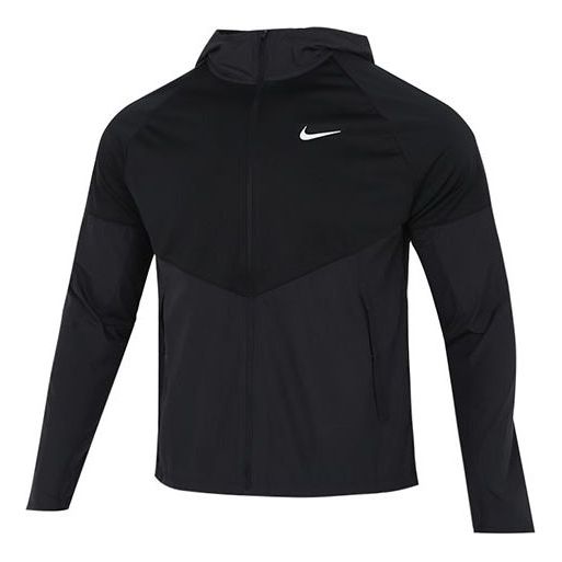 

Куртка Nike M Nk TF Turf Rpl Miler Jacket hooded Cardigan Zipper Windproof Splicing Black, черный