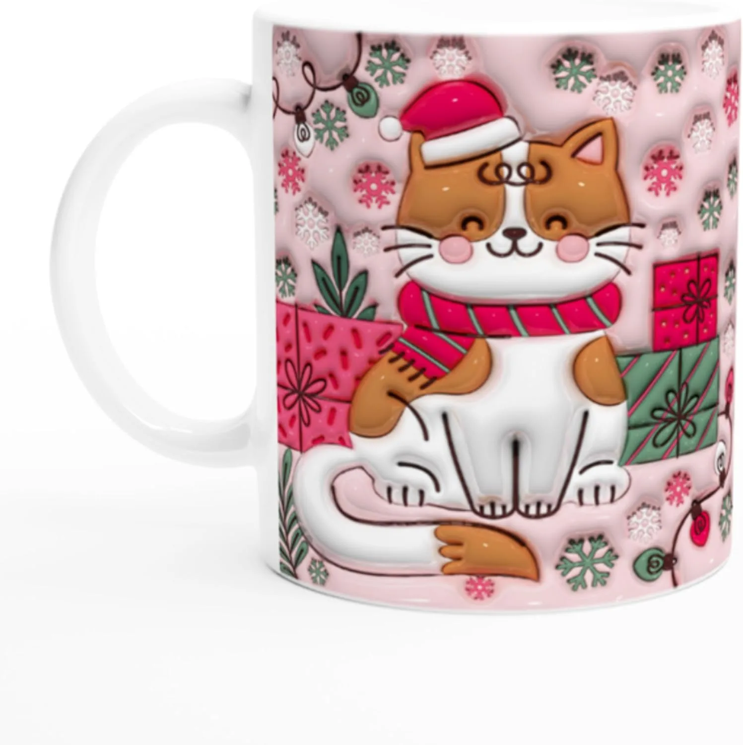 Кружка с 3D-эффектом "Рождественский кот", 325 мл LALELU-Prints