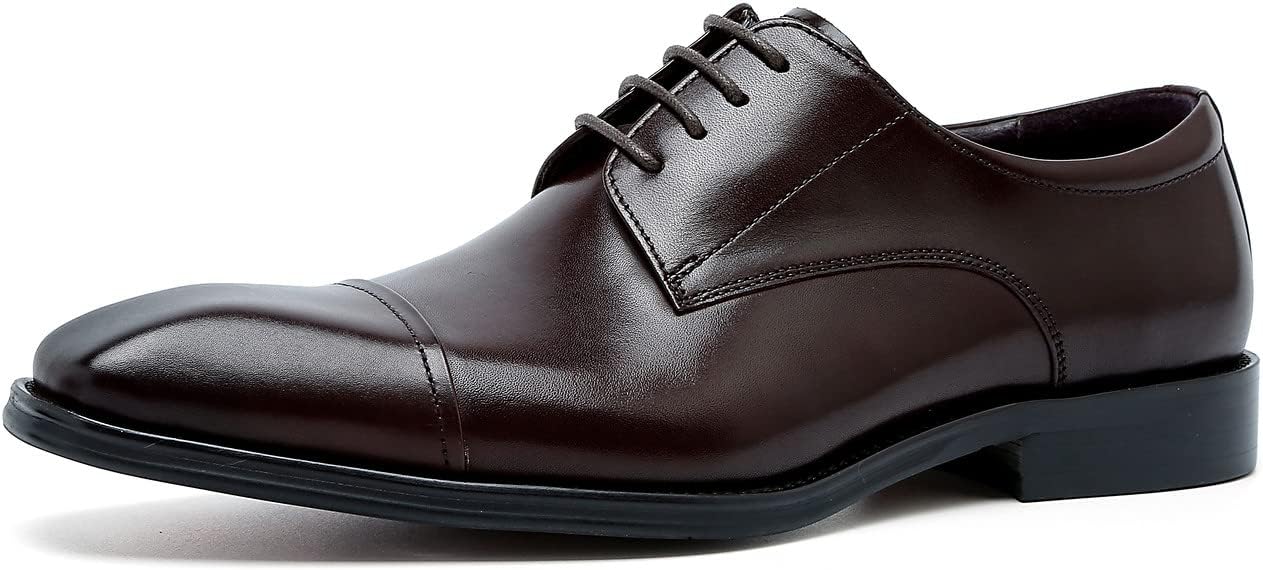 

Мужские оксфорды формальные классические туфли с закрытой шнуровкой и носком, дерби из натуральной кожи, модные, удобные, для костюмов, делового и повседневного ношения, на выпускной, свадьбу и торжественные мероприятия Santimon, коричневый